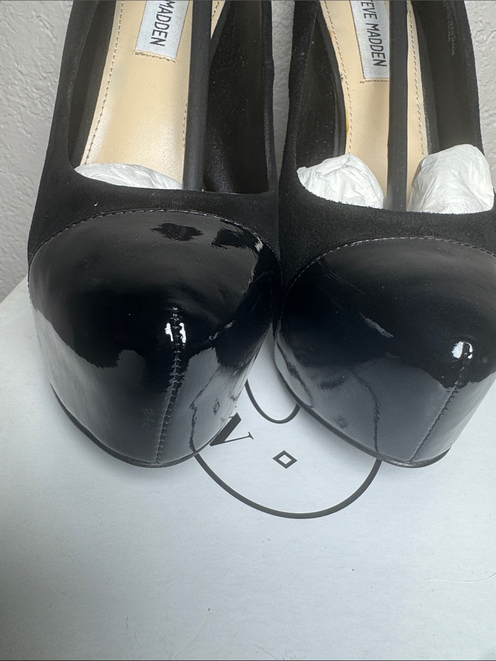 Steve Madden Black Platform Patent & Suede High Heels - Picture 3 of 11
